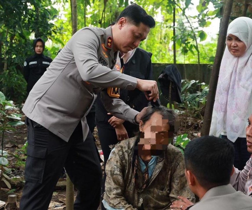 Polri Peduli : Polres Jember Evakuasi Kakek Tuna Wisma dari Hutan Jubung