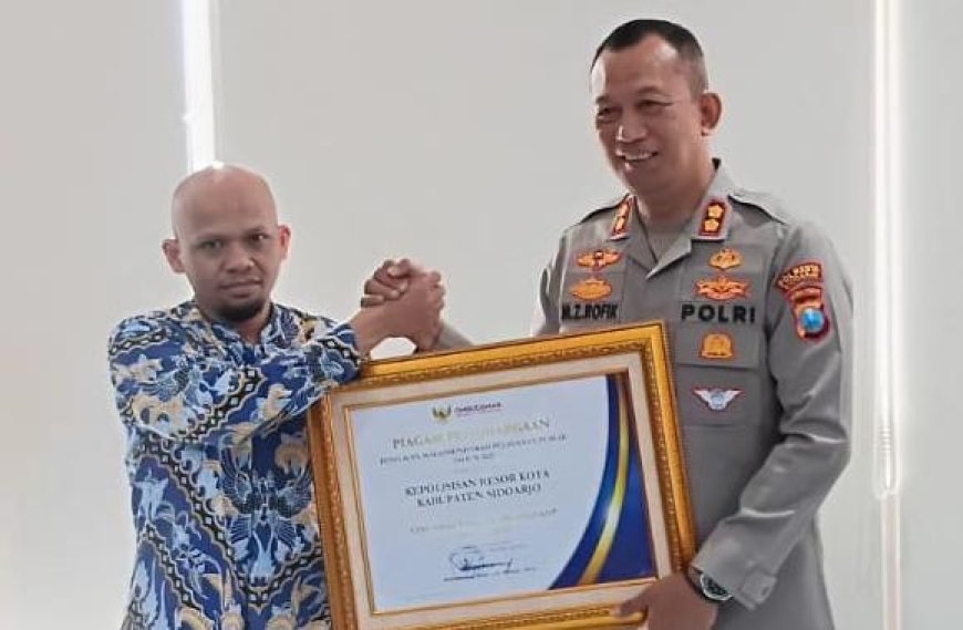 Polresta Sidoarjo Raih Penghargaan Pelayanan Sangat Baik dari Ombudsman RI