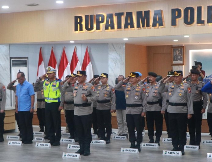 Jelang Hari Bhayangkara ke-80, Polda Jatim Ikuti Upacara Pemuliaan Nilai-Nilai Tribrata